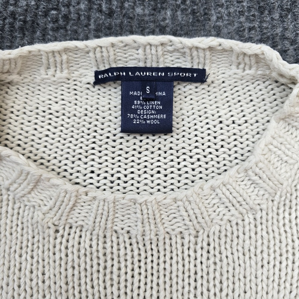 Ralph Lauren Sport Dog Sweater 2001 Knit Crewneck Cream Vintage Women's Small - Picture 3 of 7